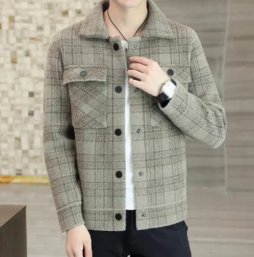 

Зимний новый короткий костюм, мужские шерстяные повседневные топы