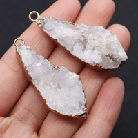 natural stone rhomboid 18 55mm single hole golden treasure edge pendant natural white bud exquisite accessories earring necklace