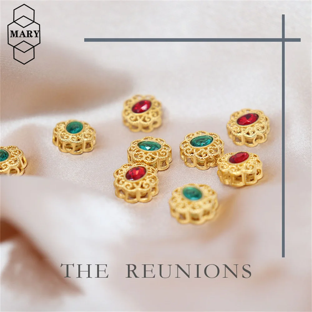 

Copper plated sand gold with crystal flower-shaped through-hole spacer beads handmade diy jewelry accessories materials