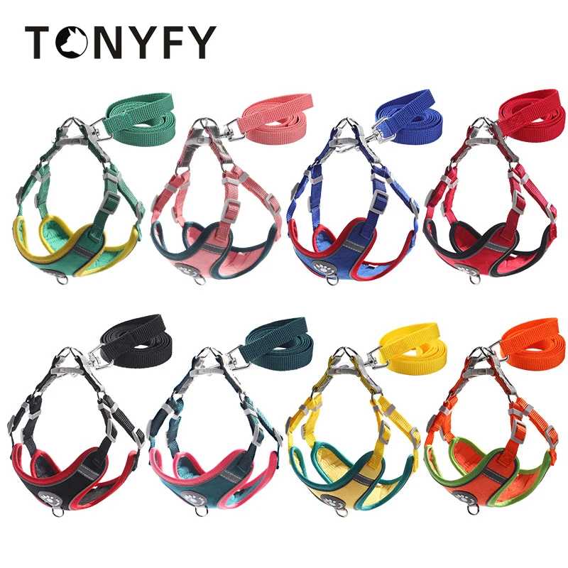 

Adjustable Dog Harness Leash Set Cute Cat Soft Walking Reflective Pet Dog Vest Teddy Beagle Suitable for Small and Medium Dogs