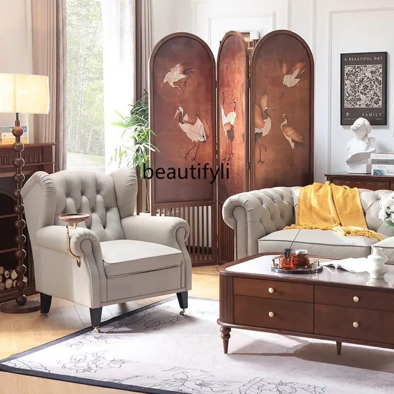 Американский ретро кожаный художественный диван-кресло для гостиной отель-клуб