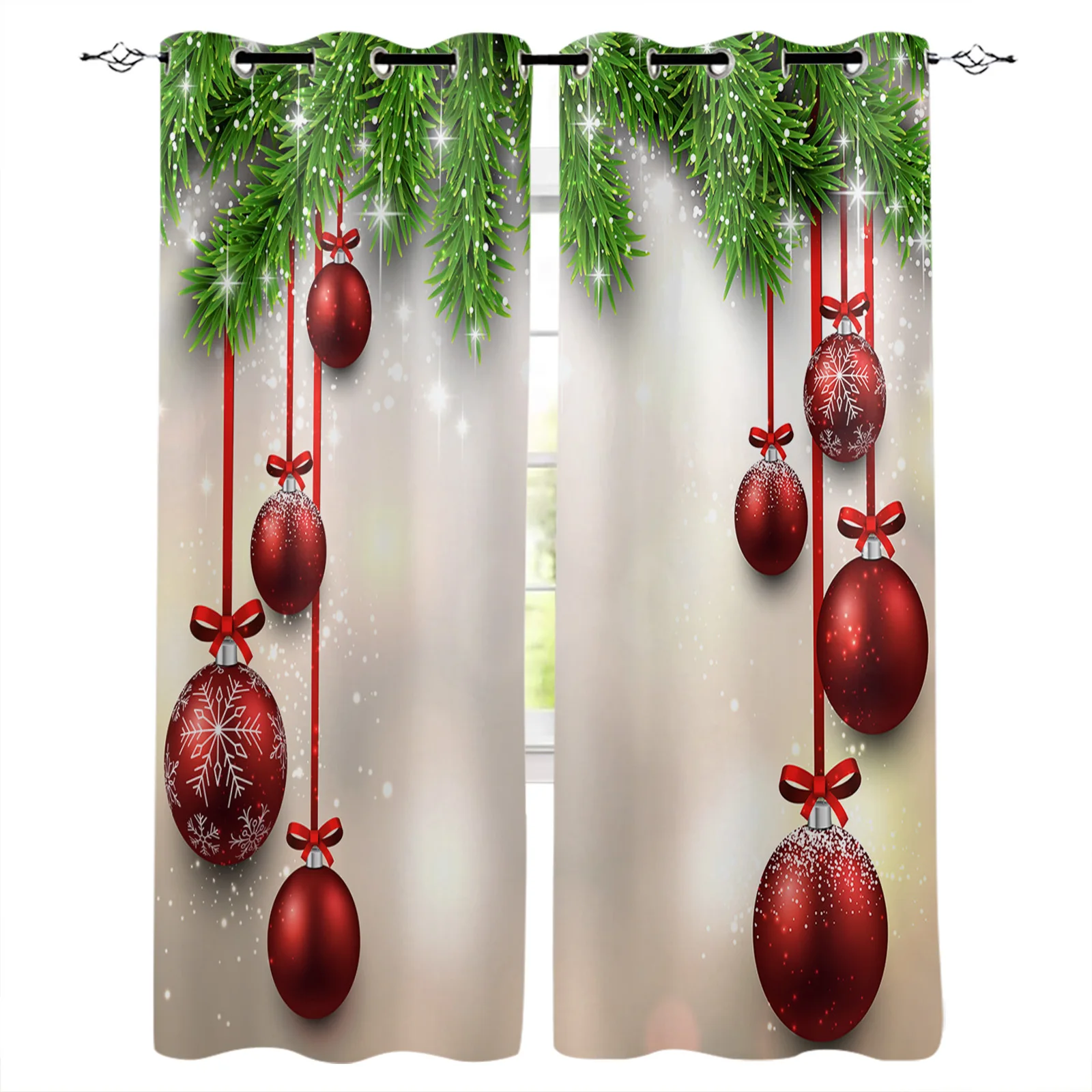 

Рождественская Штора для окна в форме шара, штора для гостиной, кухни, спальни, декоративная оконная занавеска