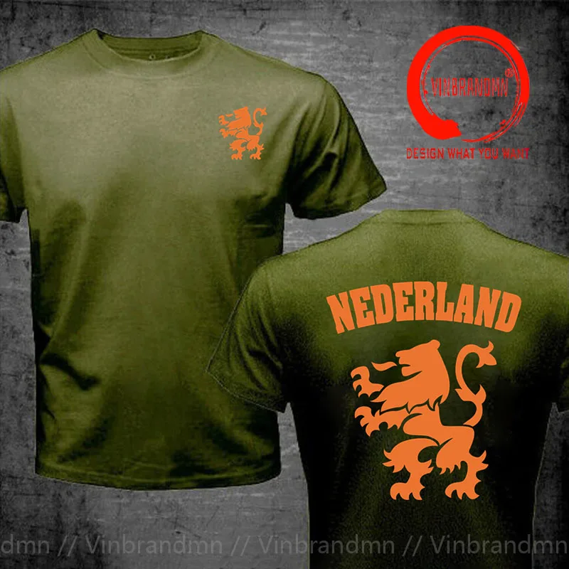 Nederland Netherlands Orange Dutch Lion Soccer 100_ Cotton Geek Family Top Tee New Men Summer Tops Casuals T Shirts Hip Hop