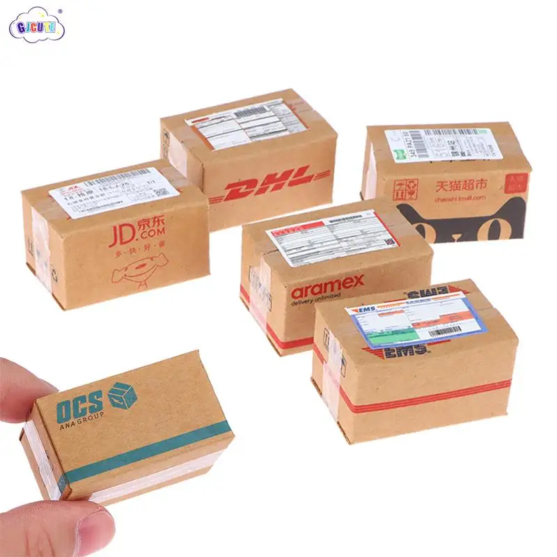 

1:12 Dollhouse Mini Carton Express Box Miniature Simulation Express Small Parcel Lucky Surprise Box Prize Bag Toys Accessories