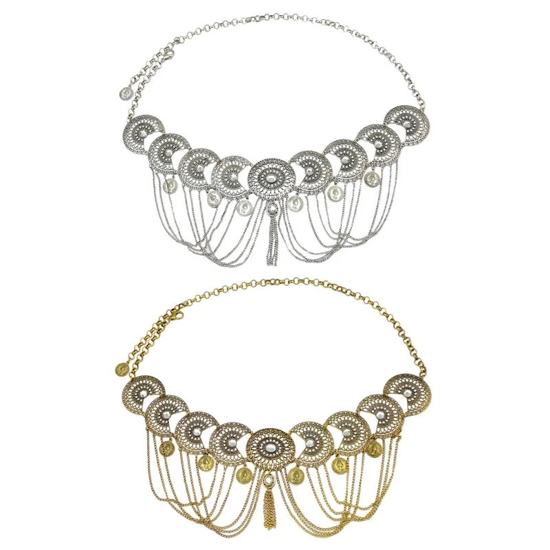 

Vintage Antique Coin Tassel Belly Dance Body Chain Waist Chains Turkish Gypsy Carving Beach Belt Body Jewelry Adjustable