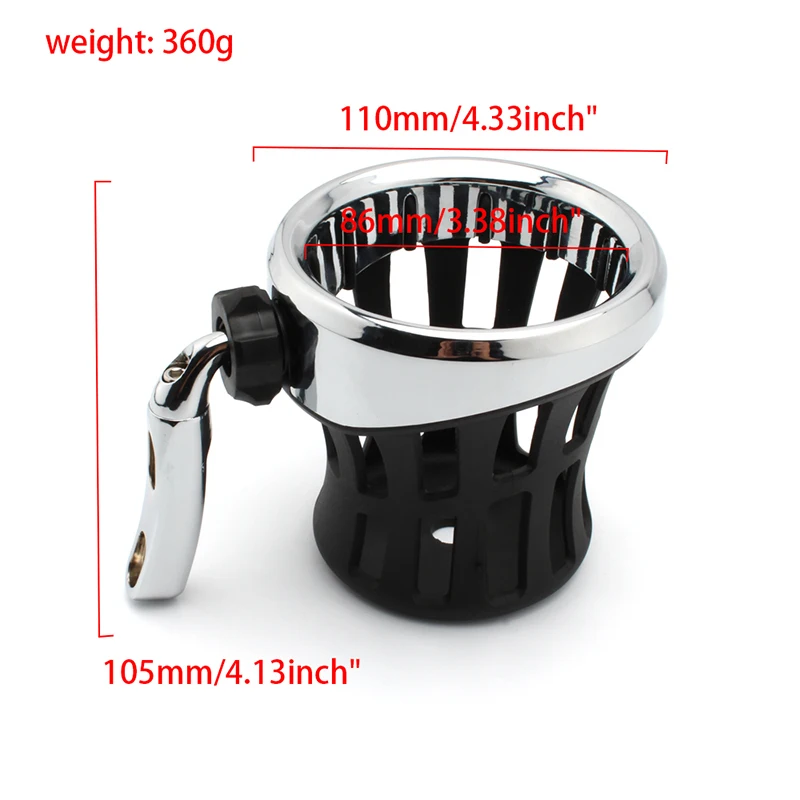 Держатель чашки для питья мотоцикла Chrome Handlebar Beverage Support Bracket для Harley Davidson Dyna Electra Softail 1996-2020 и выше.