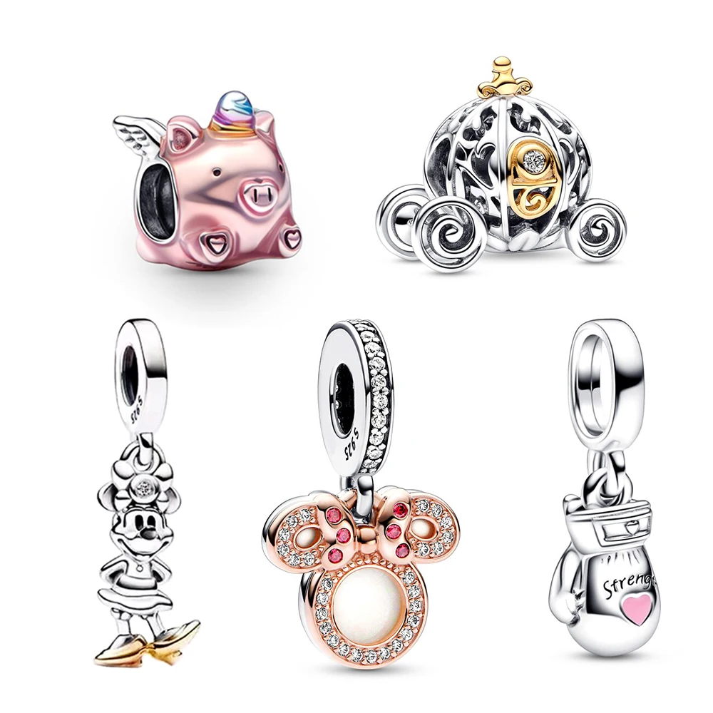 

925 Silver Flying Unicorn Pig,Boxing Glove Charms fit Original Bracelet Making Jewelry for Women Gift