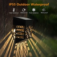 led solar lamp outdoor waterproof smart sensor hollow wall lights garden backyard landscape path decor balcony fence light