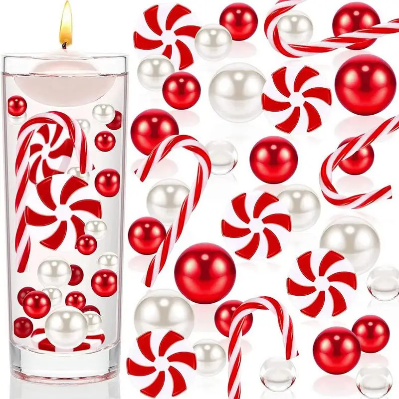 

Новый рождественский наполнитель для ВАЗ, Candyland, орнамент для вазы, наполнитель, белый красный жемчуг, бусина для вазы, кристально прозрачна...