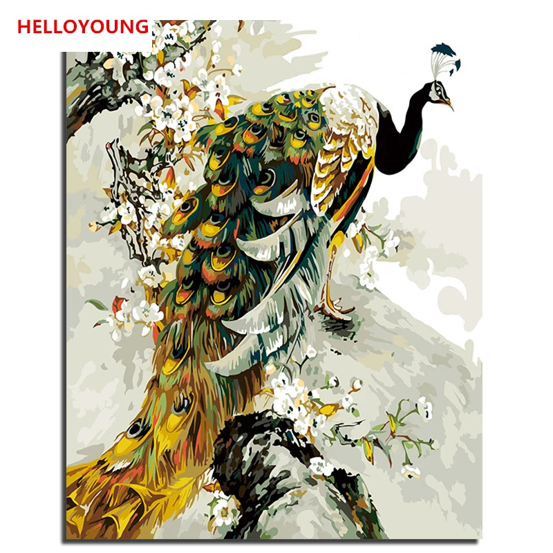 

Peacock flying bird Swan DIY Handpainted Oil Painting Digital Painting by numbers oil paintings scroll paintings Home Decor