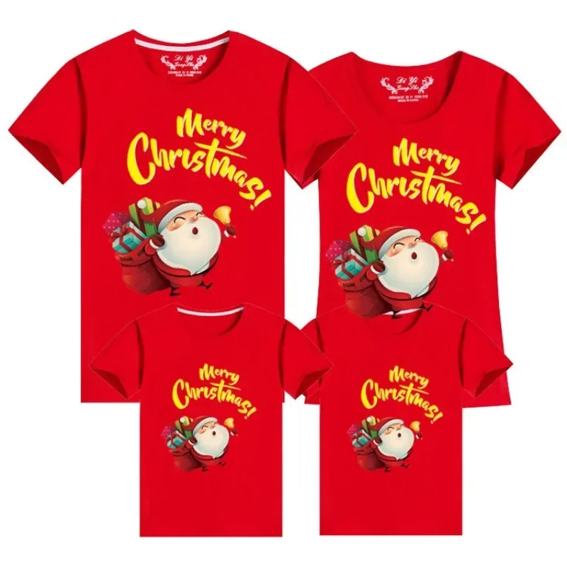 Merry Christmas Family Matching T-shirt Mommy Daddy Daughter Son Funny Clothes Mom Dad Kids Baby Tees Outfits