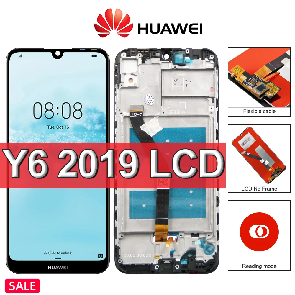 6 09 &quotОригинальный ЖК-дисплей Huawei Y6 2019 сенсорный экран с рамкой для замены