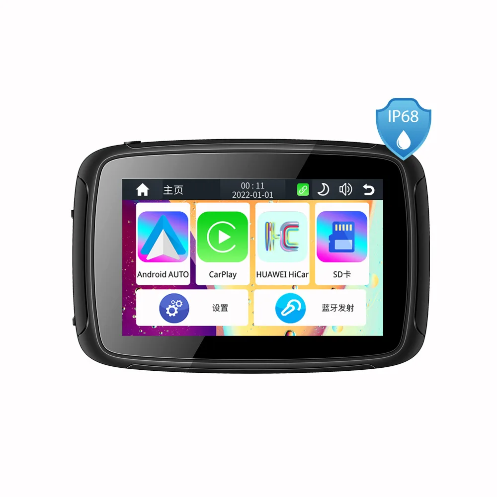 

5-дюймовая беспроводная автомобильная система CarPlay с Bluetooth Hicar, уличная Водонепроницаемая мотоциклетная GPS-навигация Ip67gps для транспортных средств