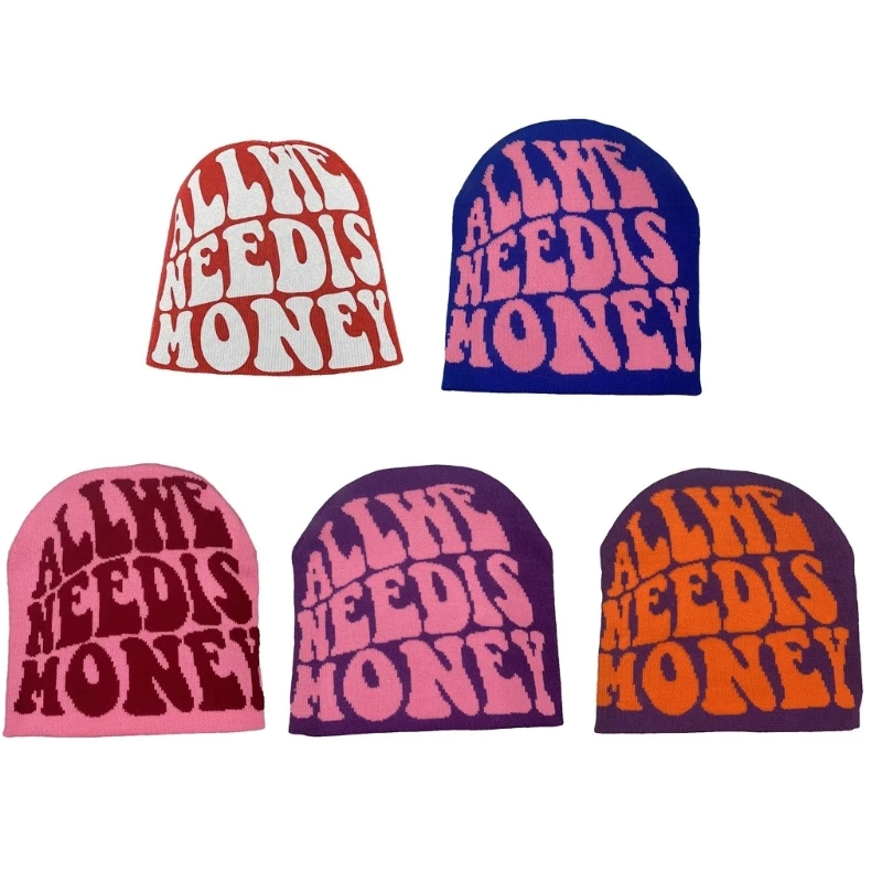 

Unisex Skullies Hat with Cartoon Letter Photo Props Knitted Winter Hat Hip-Hop Costume Props Skull Cap