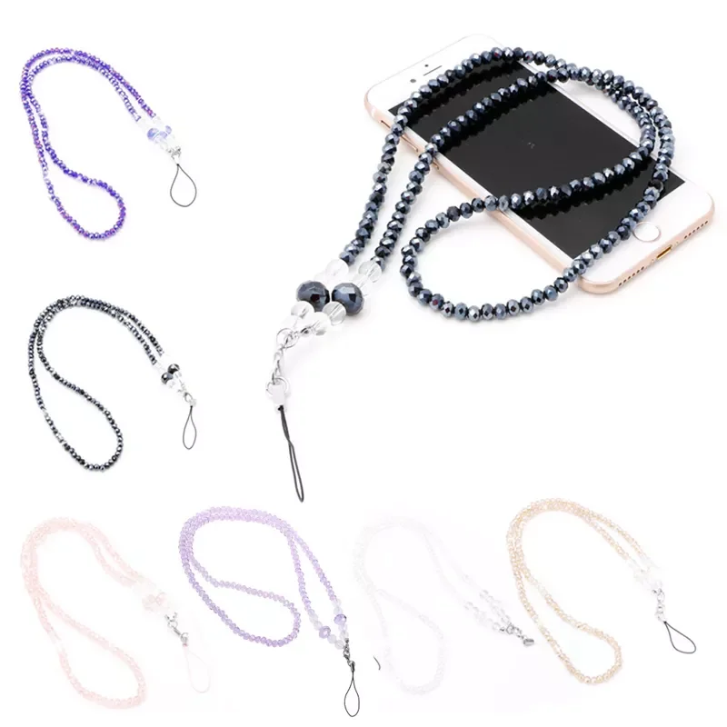 

Pearls Long Neck Strap Lanyard KeyRing Keychain Holder Necklace For Mobile Phone