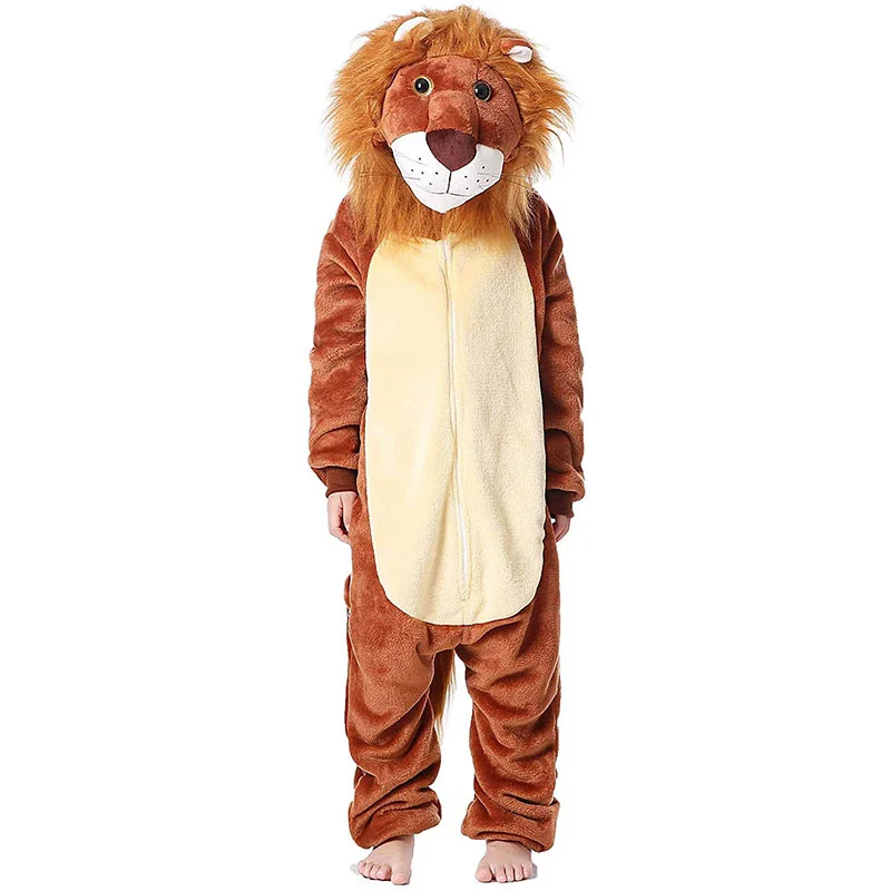 Family Kigurumi Pajamas 3D New Brown Lion Onesie Cosplay Costume Pajamas For Babies Kids and Adults