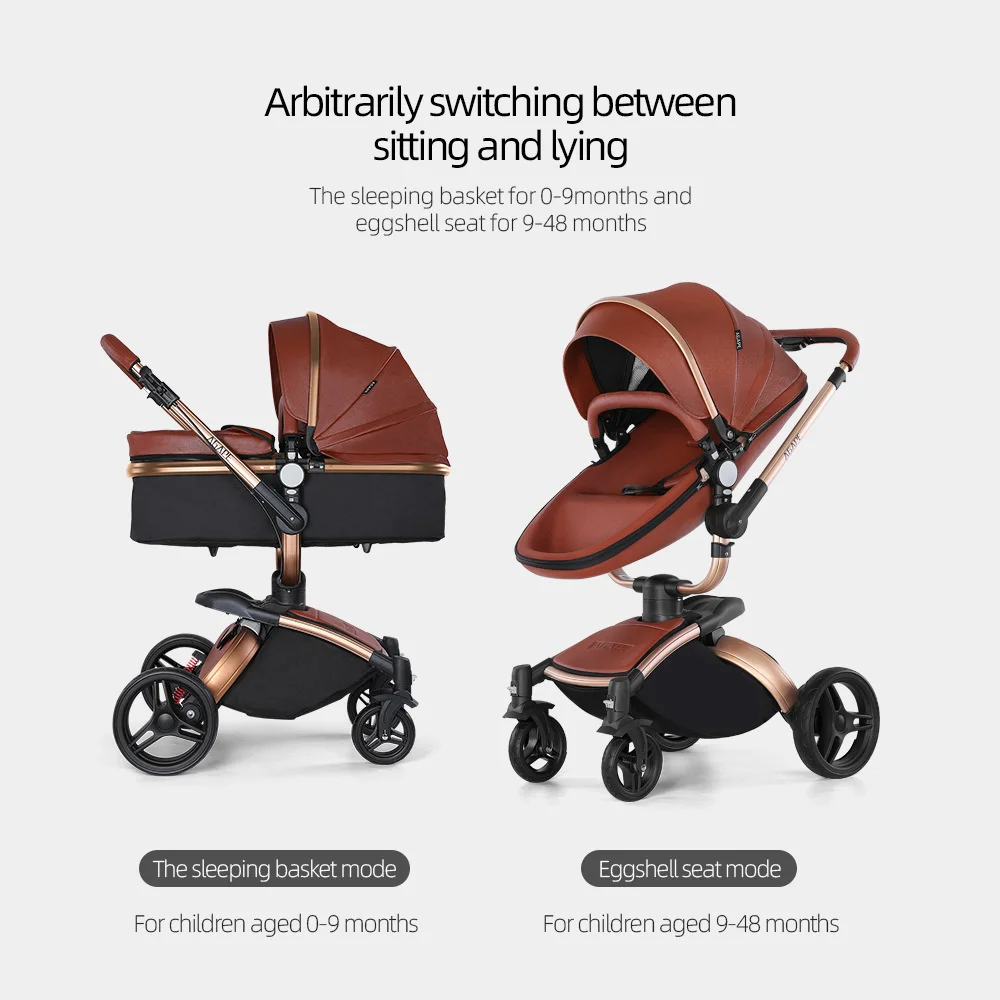 360° Rotating 3 In 1 Baby Stroller High View Stroller Two-way Sit And Lying Eggshell Cart Light Weight Cart Baby Carriage enlarge