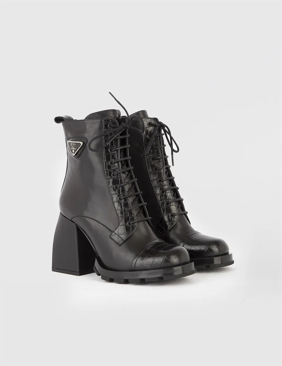 

ILVi-Genuine Leather Handmade Cino Black Leather Women's Heeled Boot Women Shoes 2021 Fall/Winter