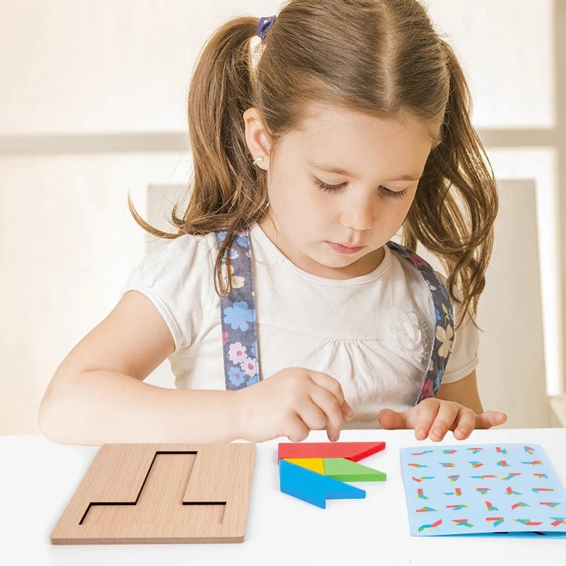 Children Wooden T Shape Jigsaw Classic 3D Puzzles Adult Kids Intelligence Game Montessori Baby DIY Brain-Training Education Toys