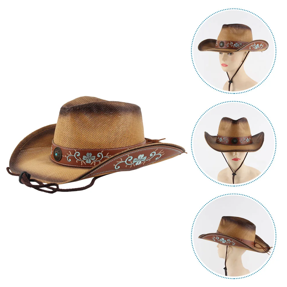 

Cowboy Hat Rustic Outdoor Decor Women Sun Hat Straw Hat Wide Brim Beach Hat Sun Hat Wide Brim Summer Hat Miss Casual Hat