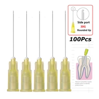 100pcs dental irrigation needle sterile endodontic irrigation needle tips 30ga plain ends notched endo needle tip syringe