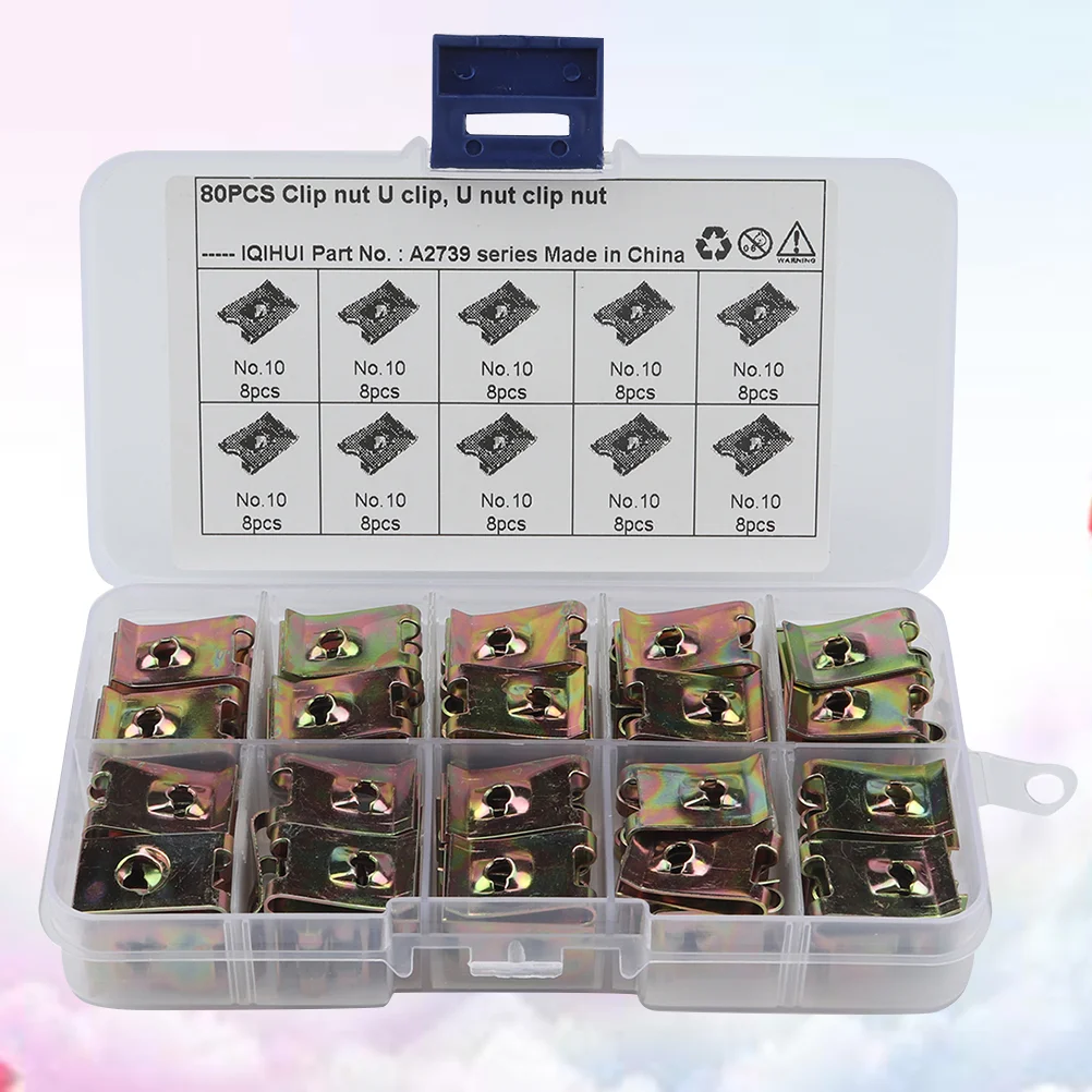 

80 Pcs Stainless Steel U Clip Nuts Car Clips Fasteners U Nut U Clip Nut Screw Spring Nuts Self Tapping Screws