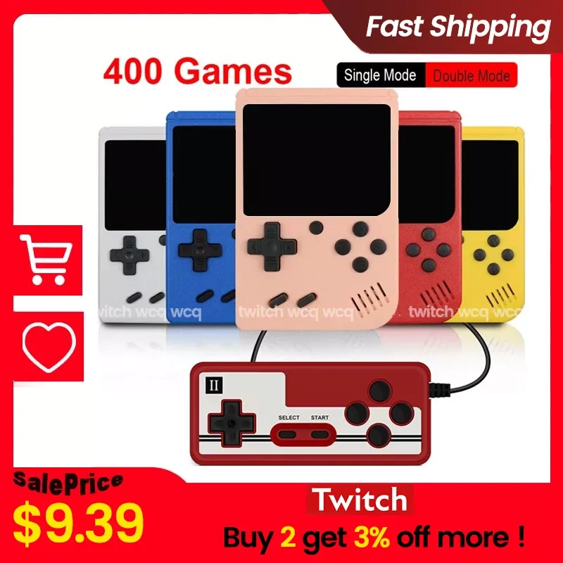 

Twitch Game Console For Kids Retro Portable Mini Handheld Video 8-Bit 3.0 Inch Color LCD Kids Game Player Built-in 400 games