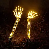 2pcs Skeleton Hand Solar Light Outdoor Lighted Skeleton Arm Stakes Solar Glowing Skull Hands Halloween Decor Garden Lawn Lamp