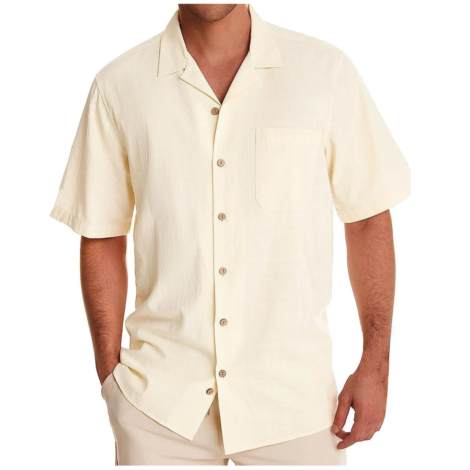 

Casual Men Lapel Shirts Beach Holiday Wear Summer Fashion Shirt Hawaiian Short-sleeved Shirt Male Loose Blouse