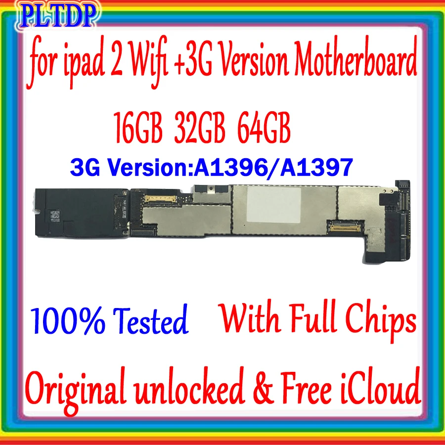 

Free iCloud for ipad 2 Logic board 16GB 32GB 64GB Original unlocked A1935/A1396/A1397 Wifi&3G Version Motherboard 100% Tested