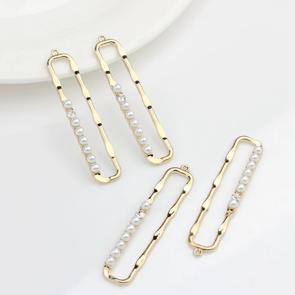 

Zinc Alloy Charm Pendants Oval Imitation Pearl Charms Connector 6pcs/lot For DIY Jewelry Necklace Making Accessories Nickel Free