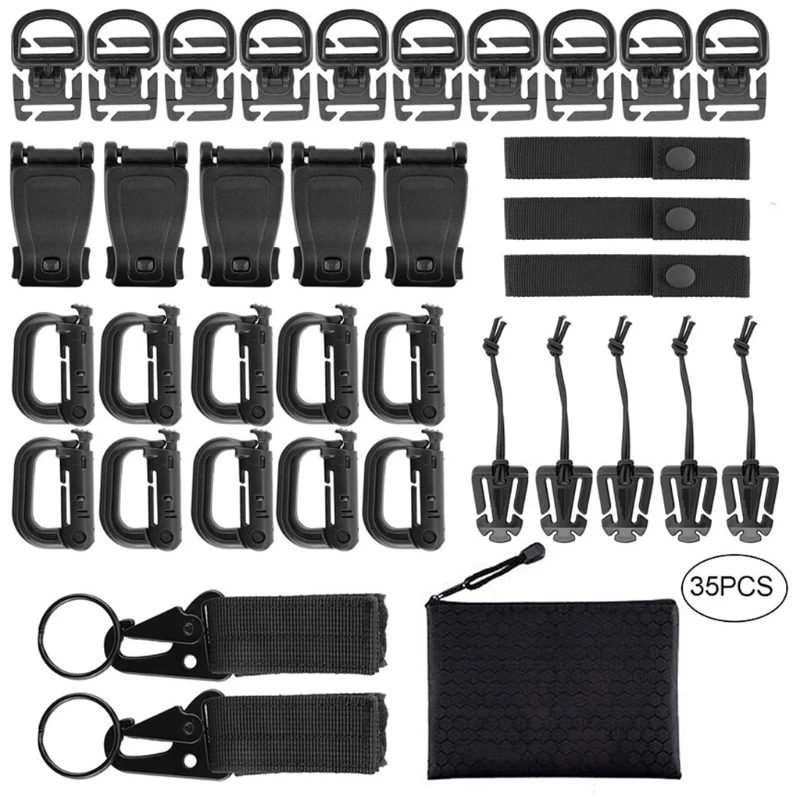

35pcs Tac-tical Attachments Tac-tical Bag Clip Straps Set Backpack Webbing Attachments Outdoor Tools Dropship
