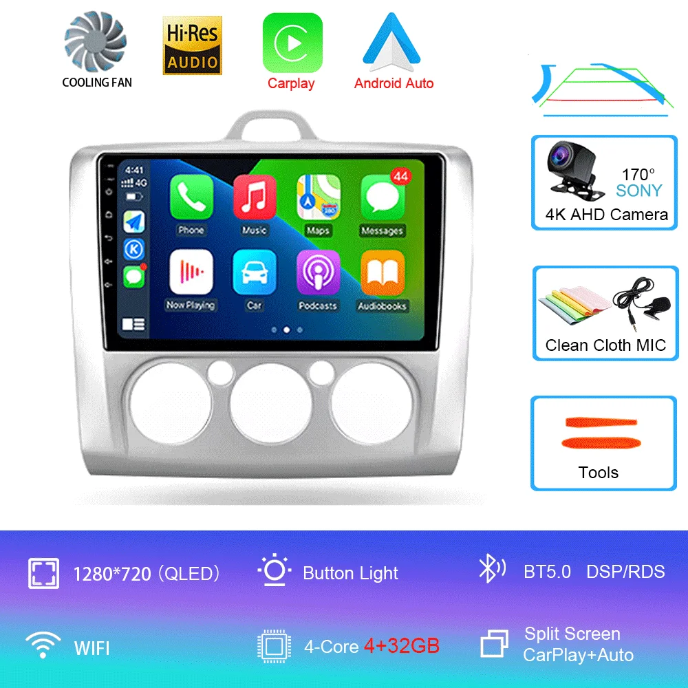 

Автомобильный радиоприемник Android 14 для Ford Focus 2 Mk 2 2004-2011, мультимедийный видеоплеер, навигация, стерео GPS, без 2din 2 din dvd