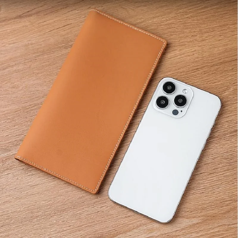 Мужские винтажные длинные кошельки из натуральной кожи для чековой книги