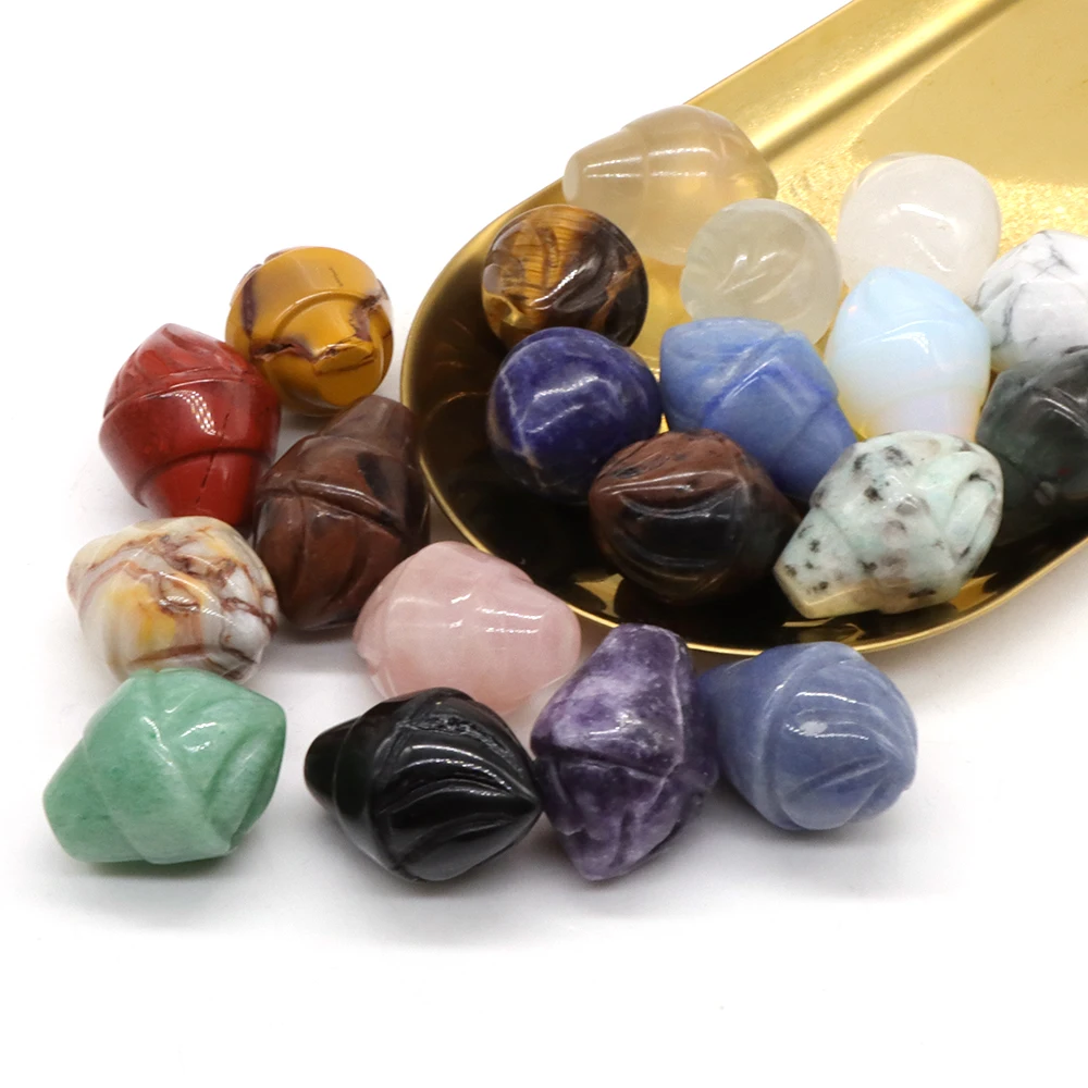 

1" Mini Ice Cream Shape Figurines Natural Crystals Stones Statue Carving Rose Quartz Black Obsidian Home Decor Jewelry Ornament