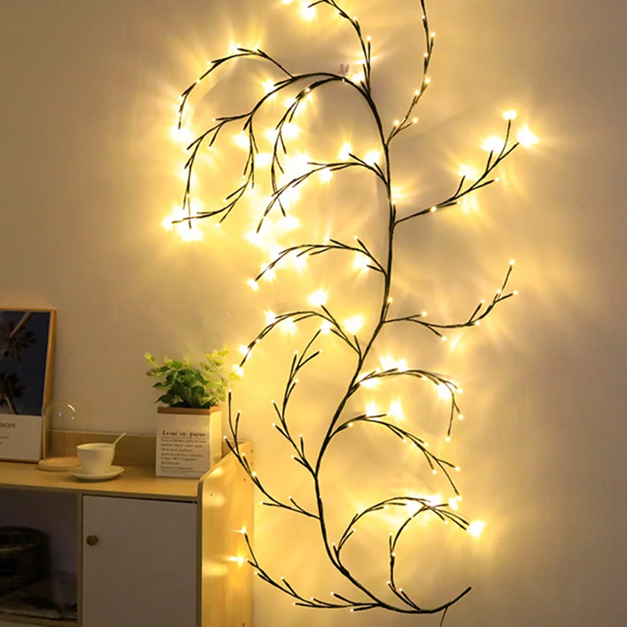 

2.3M 144 LED Willow Vine String Light Plug in Twig Vine Garland Light Branch Rattan Fairy Light For Wedding Wall Christmas Party