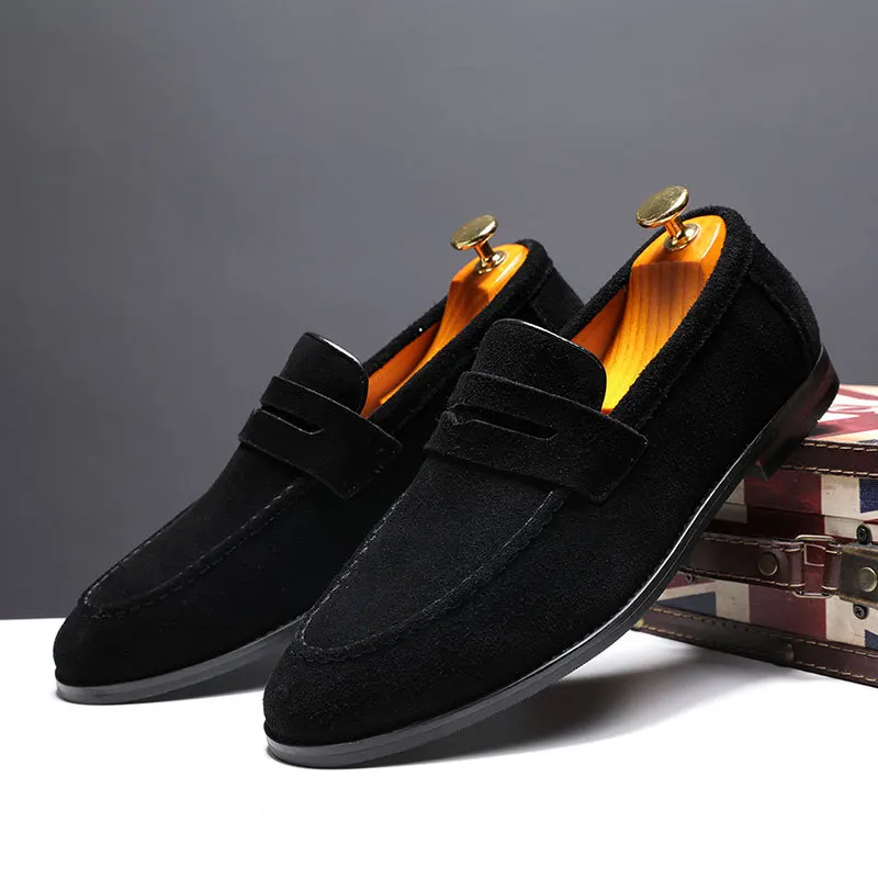 New Flats Men Large Size Solid Suede Casual Shoes Soft Fashion Loafers Slip-on Male Lightweight Driving Flat Heel Footwear images - 6
