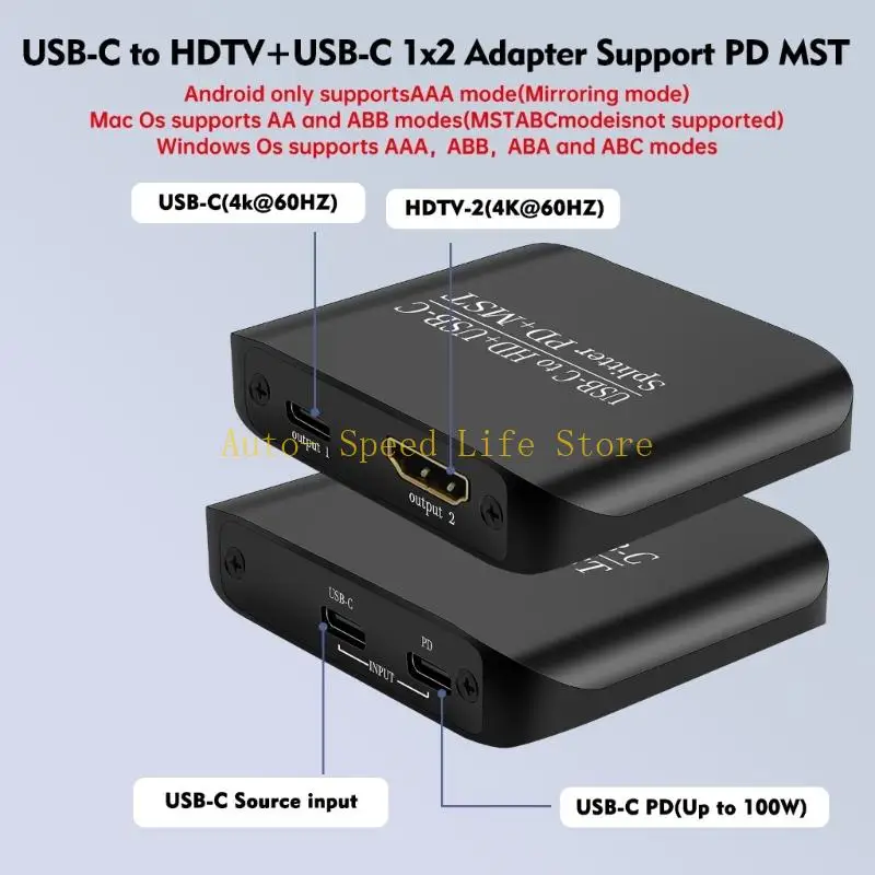 Фото 02DA Тип C в HDMIS USB C Adapter Adapter для SST -дисплея зарядки 4K60 Гц №3