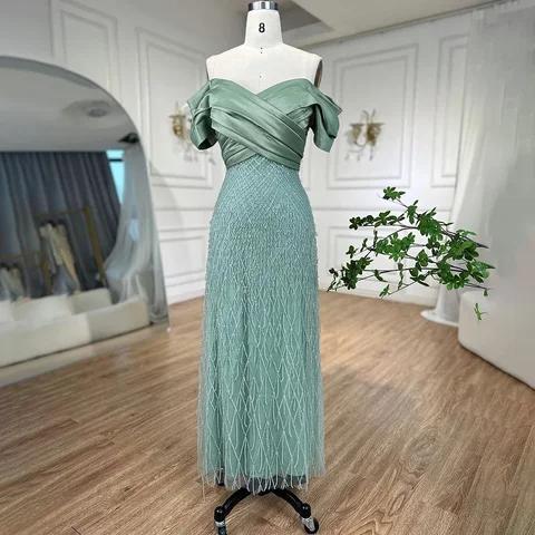 Женское бирюзовое вечернее платье Serene Hill, элегантное платье с вырезом лодочкой, украшенное бисером, модель LA72125 Дубая, 2024