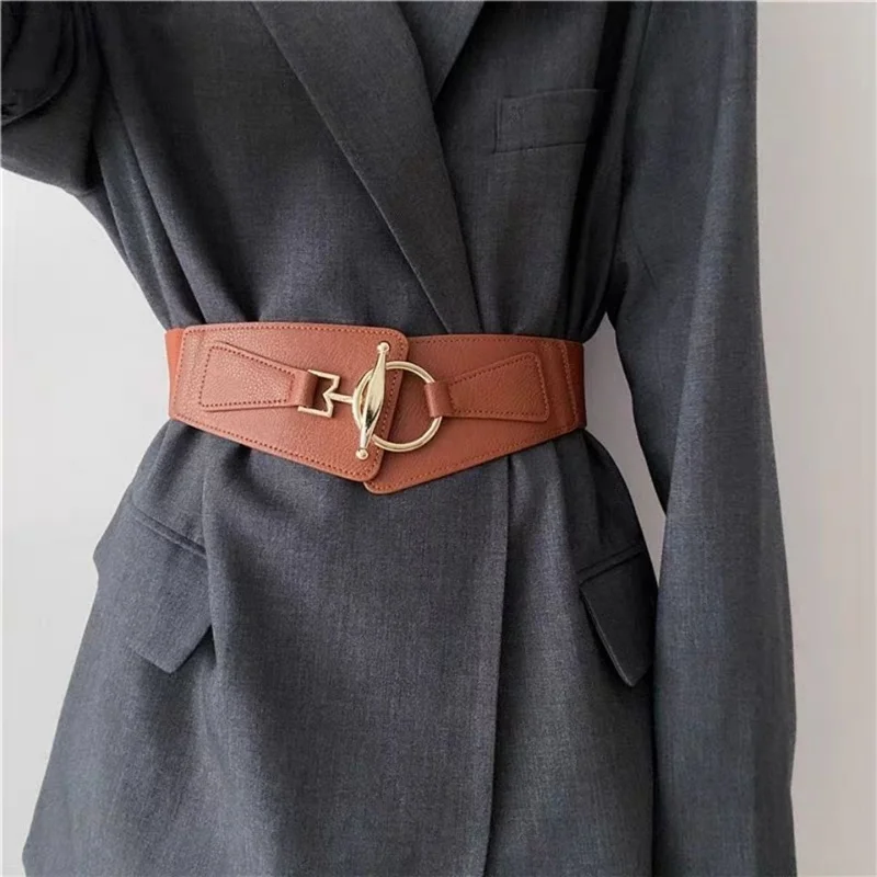 

Luxury Ladies Wide Belt Elastic Vintage PU Leather Waistband Cinch Fashion Wild Girdle Women's Waist Seal Belt Dress Accessories