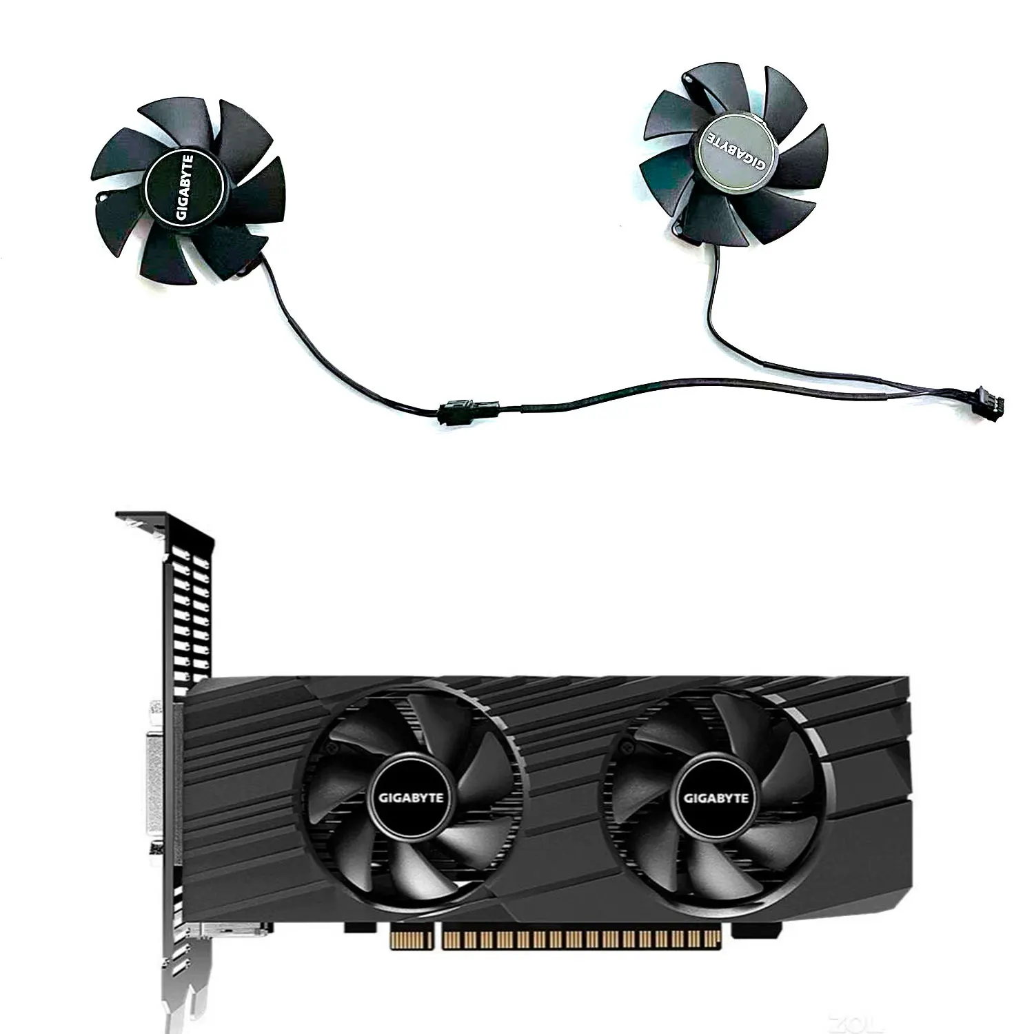 Фото FS1250-S2053A 0,19 А графический процессор VGA видеокулер вентилятор видеокарты для Gigabyte GTX 1650 1630 GTX1650 D6 OC низкопрофильное охлаждение карт 4G №1