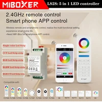 miboxer ls2s 12v 24v max10a din rail 5 in 1 led controller control by 2 4g remote controller and samrt phone app control