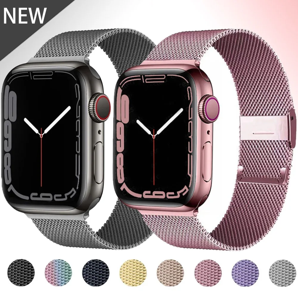 

Ремешок для Apple Watch Band 44 мм 40 мм 45 мм 41 мм 38 мм 42 мм 44 45 мм, металлический браслет из нержавеющей стали для iWatch Series 3 4 5 6 se 7