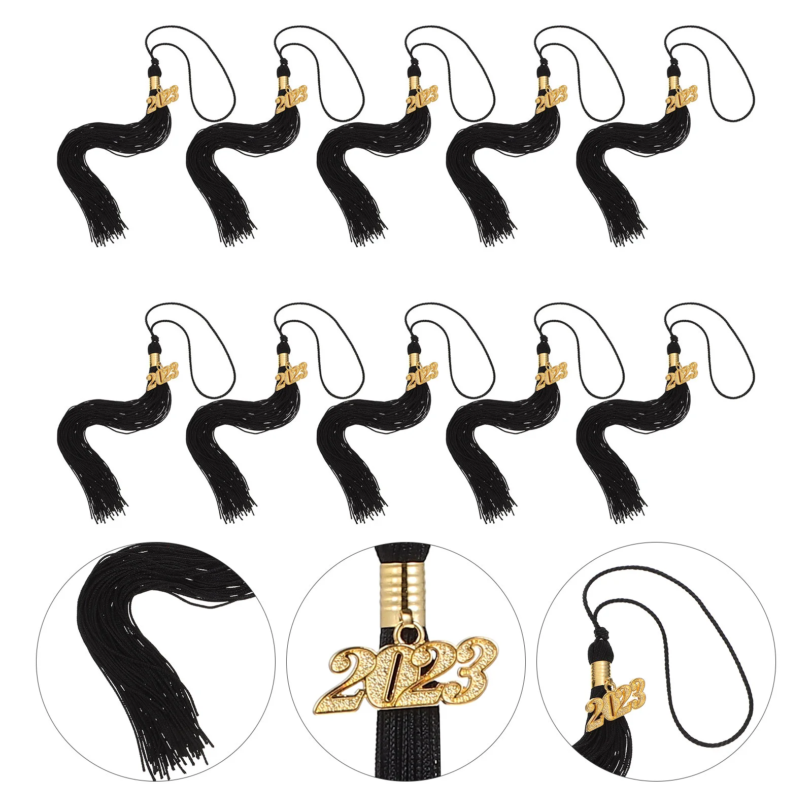 

10Pcs Academic Graduation Hat Tassels Graduation Hat Decors with Year Labels