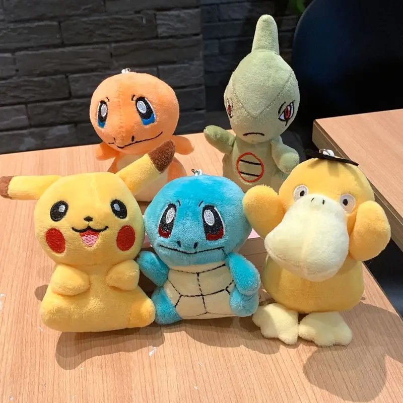 Anime Pokemon Kawaii Toy Keychain Pikachu Psyduck Squirtle Charmander Backpack Bag Pendant Keyring Doll Accessories Toy Gift
