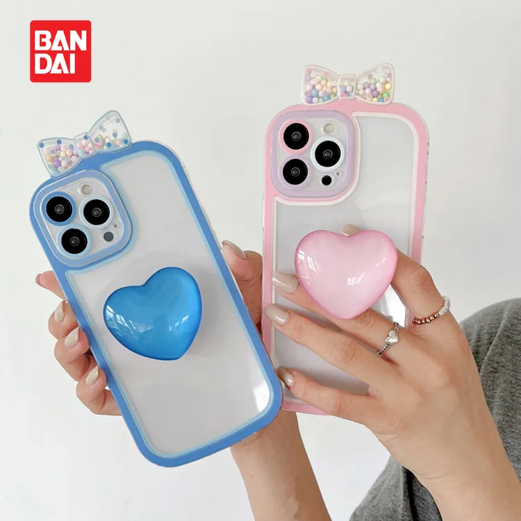 

Bandai Disney stereo bow for iphone11 1213promax macaron x xr xsmax mobile phone shell love glass bracket iphone 11pro max case