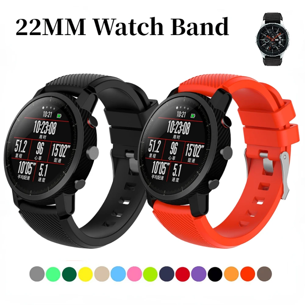 

22mm Silicone Band For Samsung Galaxy Watch 46mm Gear S3 Classic/S3 Frontier/Huawei Watch 3/GT/2 46mm Belt For Amazfit GTR /Pace