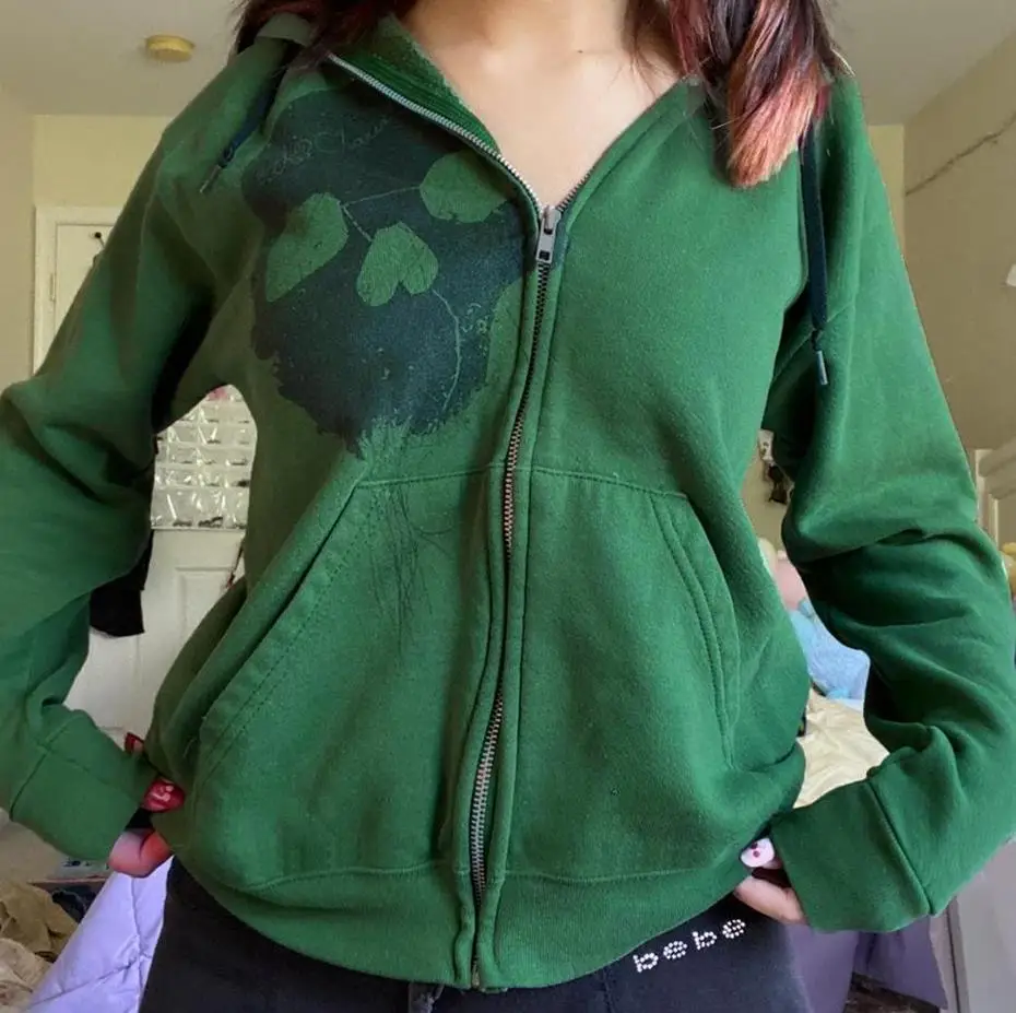 

2023 New Fashion Women Spring Hoodie Sweatshirt Casual Skull Print Long Sleeve Zip Up Jacket with Pockets Autumn Streetwear Coat