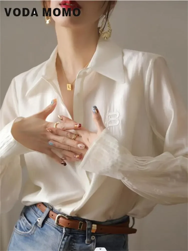 Весенне-летние модные высококачественные рубашки женские шикарные шифоновые