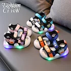 Сандалии Todler для девочек, дышащие светящиеся пляжные шлепанцы с подсветкой, для начинающих ходить детей, размеры 16-25